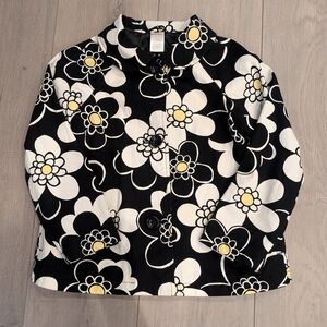 Gymboree Black and White Floral Jacket with Yellow Logo Tag